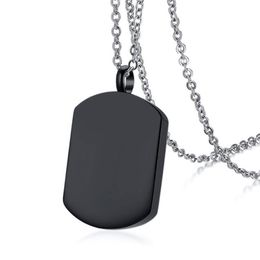 Chaines en acier inoxydable Black Dog Tag Cremation Urn Pendant Collier Ash Bijoux Cadeau vide Charmeschains