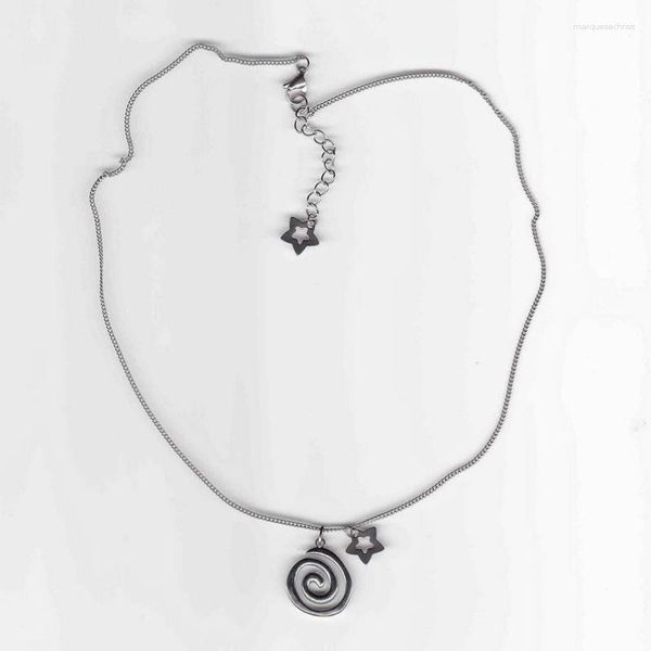 Chaines Collier à charme en acier inoxydable avec étoiles pendentifs en spirale / Coquette grunge y2k