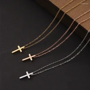 Chaînes en acier inoxydable croix pendentif collier pour hommes femmes minimaliste bijoux mâle femme prière colliers ras de cou mode