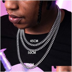 Chaînes en acier inoxydable cubain lien colliers pour hommes femmes noir or chaîne colliers collier solide métal hip hop bijoux m 5mm goutte del dhz3h