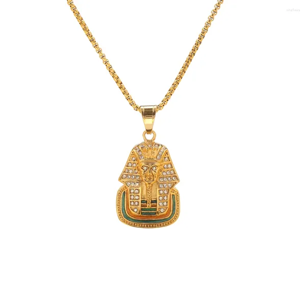 Chaînes en acier inoxydable Collier pendentif pharaon égyptien bijou hip hop colliers religieux pour hommes femmes