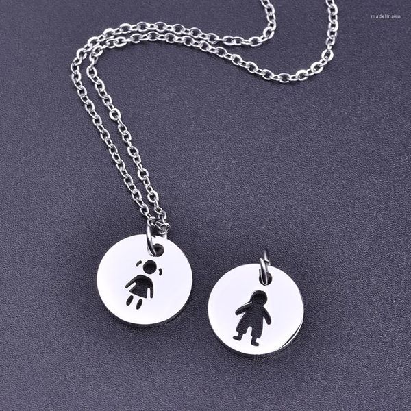 Chaînes en acier inoxydable famille papa maman garçon fille bébé breloques colliers graver noms coeur amour tournesol pendentif cadeau bijoux