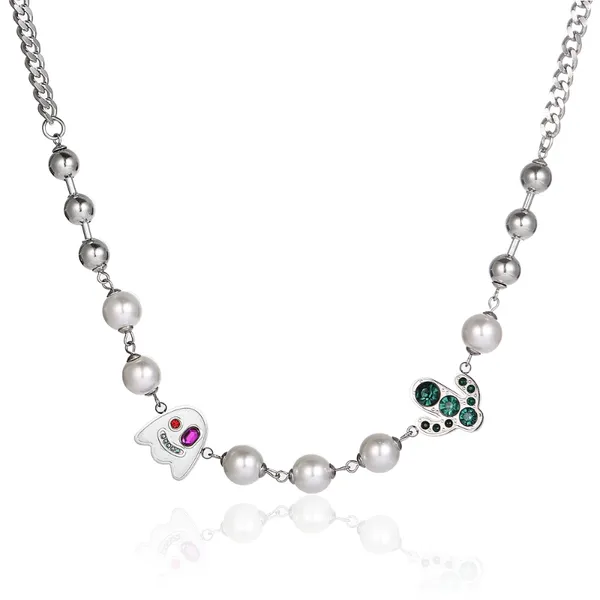 Chaînes en acier inoxydable mode hip hop fantôme cactus perle pendentif collier bijoux cadeau pour lui avec chaîne