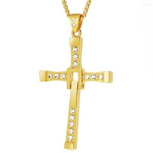 Chaînes En Acier Inoxydable Rapide Furieux Croix Pendentif Collier De Mode Cz Bijoux Colliers Cadeau Pour Lui Avec Chaîne