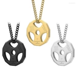 Chaînes En Acier Inoxydable Fitness Haltère Pendentif Collier Poids Plaque Barbell Chaîne D'entraînement Pour Hommes Bijoux