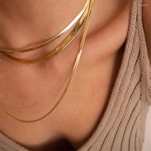 Cadenas Collar de cadena de serpiente de color dorado de acero inoxidable para mujer Declaración Gargantilla Diámetro Hoja 4 mm / 5 mm Cuello al por mayor
