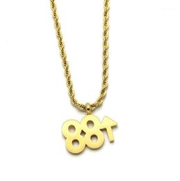 Chaines en acier inoxydable Hip Hop Gold 88 Rise Rich Brian Pendant Collier Street Dance Gift pour lui avec chaîne de corde7849157