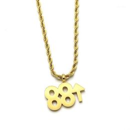 Chaînes en acier inoxydable Hip Hop Gold 88 Rising Rich Brian Pendentif Collier Street Dance Cadeau pour lui avec corde Chain240G