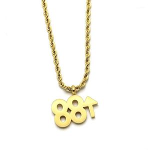 Cadenas de acero inoxidable Hip Hop Gold 88 Rising Rich Brian Colgante Collar Street Dance Regalo para él con cuerda Chain267a