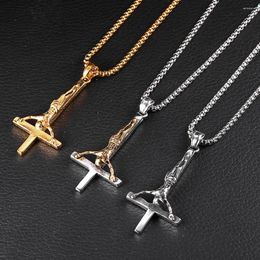 Chaînes En Acier Inoxydable Inversé Jésus Croix Satan Pendentif Collier De Mode Bijoux Religieux Cadeau Pour Lui