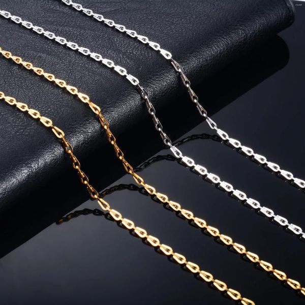 Cadenas Cadena de eslabones de acero inoxidable Collar largo para mujeres Hombres Gargantilla de color dorado / plateado Accesorios para hacer joyas en el cuello