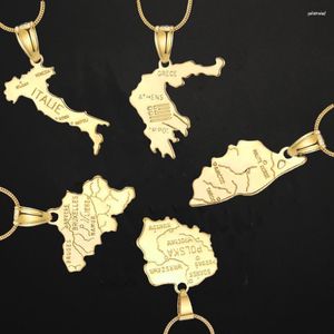 Chaînes en acier inoxydable carte collier pour femmes hommes espagne afrique italie pendentif clavicule bijoux chaîne