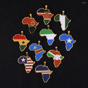 Chaînes en acier inoxydable carte des pays d'Afrique pendentif collier hommes femmes délicate huile goutte colliers cadeau pour lui avec chaîne