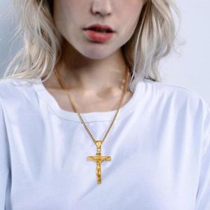 Kettingen roestvrij staal mannen vrouwen Jezus kruis hangdeuze ketting 60 cm lengte mode religiou paas sieraden vrouwelijk geschenk drop