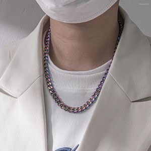 Chaînes collier en acier inoxydable pour homme couleurs éblouissantes mode Hip Hop Colorfast tour de cou bijoux hommes accessoires