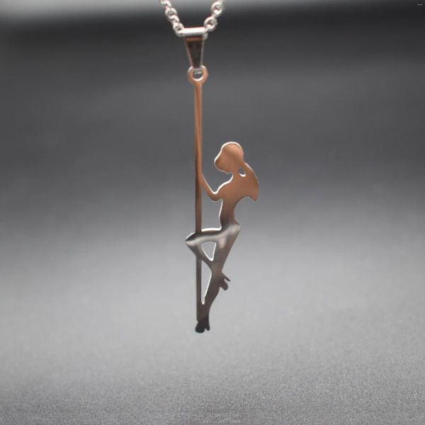 Chaînes en acier inoxydable pôle danseur pendentif colliers bande silhouette cadeau pour enterrement de vie de jeune fille femmes bijoux