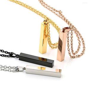 Chaînes En Acier Inoxydable Rectangle Bar Pendentif Collier Haute Polissage Or Argent Couleur Chaîne Pour Femmes Hommes Collier Bijoux