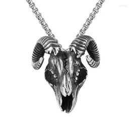 Chains Stainless Steel Sheep Skull Men's Pendant Vintage Animal Titanium Necklace