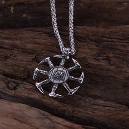 Chaînes en acier inoxydable Slave Slave Kolovrat Collier Symbole Men Viking Ancient Runic Amulet Pendant Bijoux Gift For Boyfriend