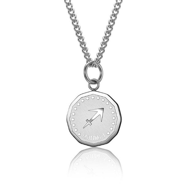 Chaînes en acier inoxydable douze constellations mode pendentif délicat collier bijoux cadeau signe étoile pour lui