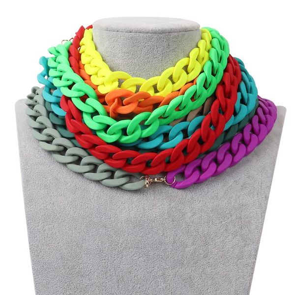 Cadenas declaración mate colorido grueso acrílico cadena Collar para mujer Boho resina Collar ancho gargantilla collares colgante joyería cadenas