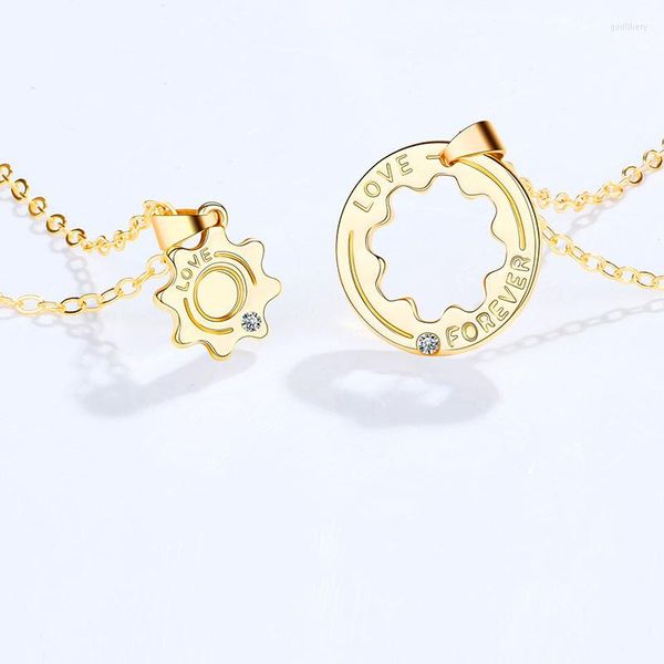 Chaînes Steampunk engrenage forme Couple collier géométrique roue dentée Design créatif Puzzel breloque chaîne paire pendentif cadeau goutte