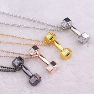 Kettingen Staal Titanium Barbell Dumbbell Hanger Gym Charm Muscle Men Man Fashion Ketting Unisex Beefcake Sports