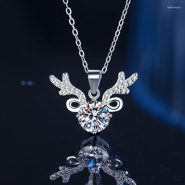 Chaînes Sterling Ornement Moissanite Pendentif Collier Accessoires pour femmes Clavicule élégante