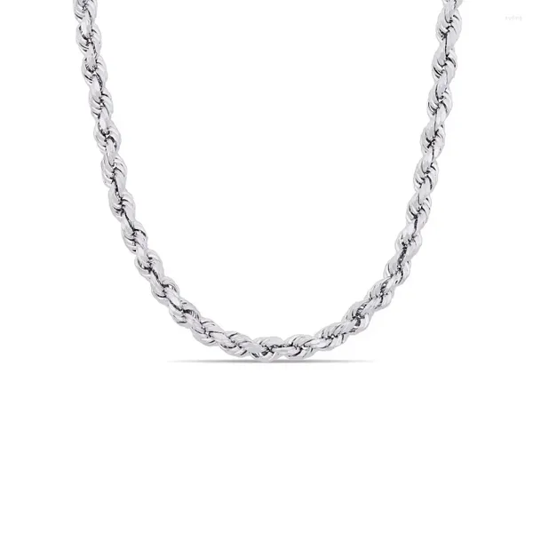 Cadenas Collar de cadena de cuerda trenzada para hombre de plata esterlina de 5 mm
