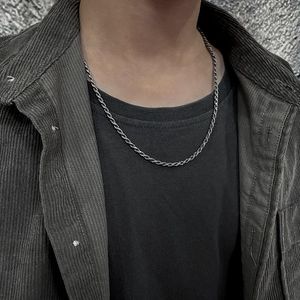 Chaines Sterling Silver 925 Collier Vintage Cuban Chain Fashion Fashion Hip Hop Street All-Match Simple