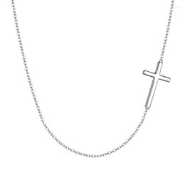 Ketens sterling zilveren kruis ketting sleutelbeen zijkant vrouwen choker nek keten sieraden collier femme religieus gebed geschenkketens
