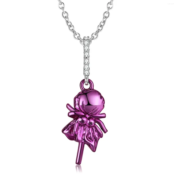 Chaines Silver Silver Electroplated Colored Gold Purple Lollipop Collier Pendard Wielry pour femmes