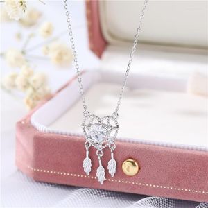 Chaînes Colliers en argent sterling 925 pour femmes Love Heart Dream Catcher Collier Bijoux