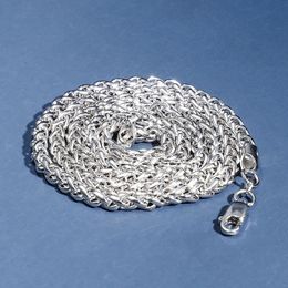 Ketens sterling zilveren spiga vouwketting ketting 4 mm kiel touw mannen vrouwen sieraden accessoiresschains