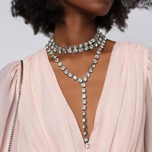 Chaînes Stonefans gros strass Y collier scintillant tour de cou pour les femmes Earent couches cristal cou bijoux accessoires cadeau