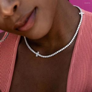 Cadenas Stonefans Simple Rhinestone Cruz gargantilla collar de cadena para mujer moda tenis joyería hacer accesorios