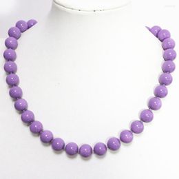 Chaînes brin chaîne élégant violet cuisson peinture verre coquille mode femmes collier perles rondes 8 10 12mm bijoux 18 pouces B1476