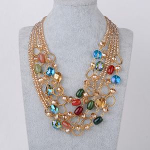 Chains Strands Multi Color Gems Stone Crystal Necklace 20 