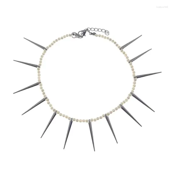 Chaînes Streetwear Punk Rivets Collier ras du cou Spike-Goth Clavicule Chaîne Colliers