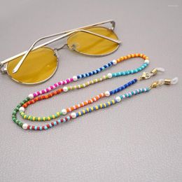 Cadenas estilo moda cuentas coloridas gafas antideslizantes cadena collar bohemio máscara femenina correa para el cuello