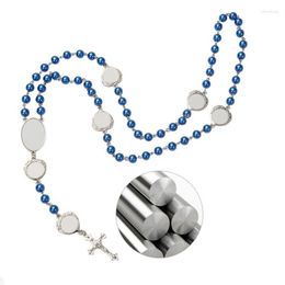 Chaînes Sublimation Chapelet Vierge Perles Collier Ornement Pendentifs Alliage T8DE222H