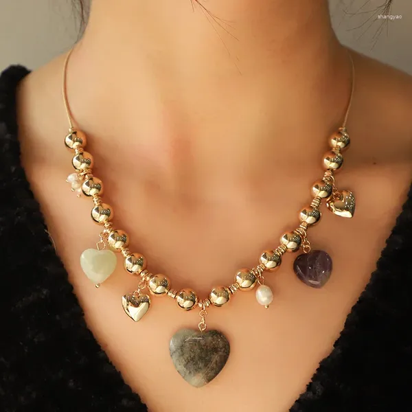 Chaines Collier de perles d'amour en pierre naturelle d'été femelle européenne et américaine pêche haut de gamme bijoux haut de gamme.