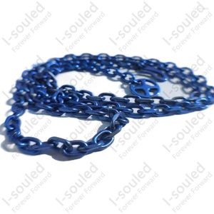 Chaînes d'été résistant à la sueur léger 5,2 mm de largeur joli collier de chaîne d'ancre en titane pur bleu
