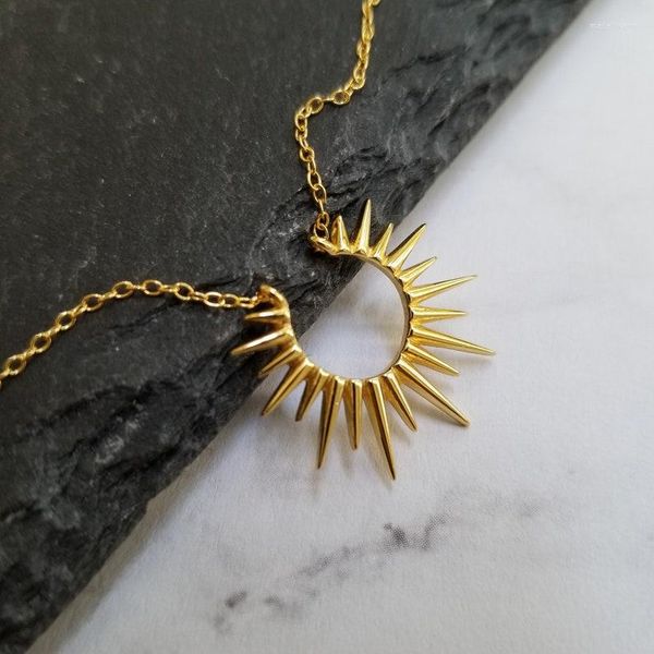 Chaînes Soleil Collier Spike Rising Pendentif Dainty Layering Celestial Double-pont