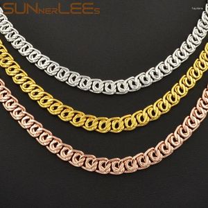 Kettingen SUNNERLEES Mode-sieraden Goud Kleur Ketting 7mm Slak Stijl Link Chain Voor Heren Dames Gift C49