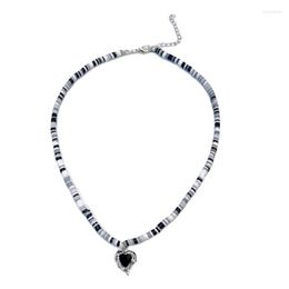 Chaînes doux Cool coeur pendentif collier clavicule chaîne tempérament tour de cou Simple doux perlé déclaration bijoux