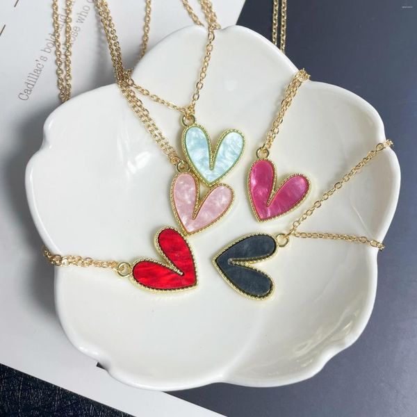 Chaînes Doux Macaron Couleur Coeur Couples Amour Collier Pour Amoureux Femmes Hommes Éléments Amitié Colliers Saint Valentin Cadeau Bijoux