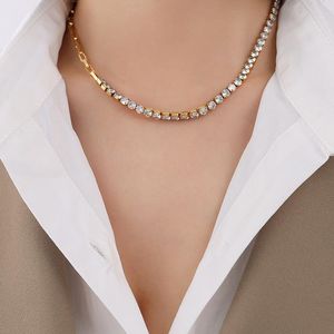Chaînes diamant synthétique Tennis collier ras du cou pour femmes en acier inoxydable épissage chaîne délicate bijoux cadeau