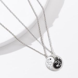 Ketens taichi symbool hanger koppels ketting klassieke puzzel voor hem haar tai chi yin yang gesplitste draakpatroonchains