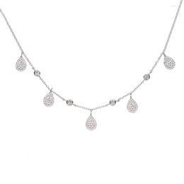 Chaînes Tear Drop Cz Charm Choker 925 Sterling Silver Station Lady Collier Joker Femme Cadeau Élégance Bijoux 2023